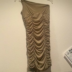 Ruffle lace one shoulder green dress